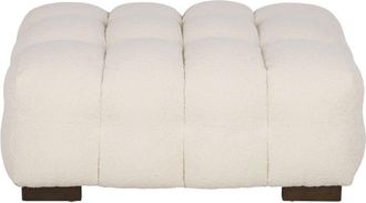 Maisons du monde Puf de tela rizada color crudo