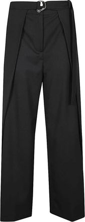 Erika Cavallini Semi Couture Zwarte Broek met Riem - Dames - Wijde Broeken - Zwart - M - Broeken