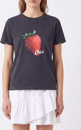 Chlo&eacute; T-shirt slim fit in cotone con stampa a tema frutta e logo