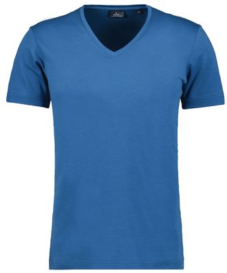 Ragman T-Shirt RAGMAN, Herren, Gr. M, blau (blau, 717), Baumwolle, regular fit, V-Ausschnitt, Shirts T-Shirt