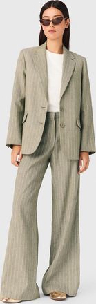 Maje Linen-blend Suit Trousers - Khaki - Maje