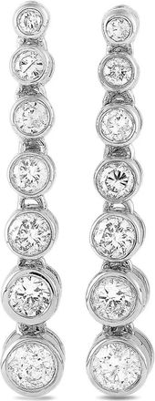 Luxury Bazaar Orecchini pendenti in oro bianco 14 carati con diamanti - Argento