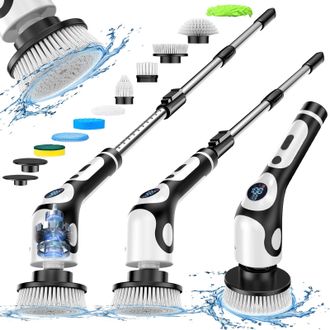 OEM Cepillo De Limpieza Giratorio Con 9 Cabezales, Mango Extensible, 2 Velocidades, Bater&iacute;a De 2500 Mah, Resistente Al Agua Ipx7, Cepillo De Limpieza El&eacute;c