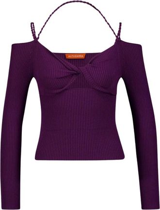 Altuzarra Bralette-stijl Paarse Sweater met Uitgesneden Detail - Dames - Longsleeves - Paars - S - Tops