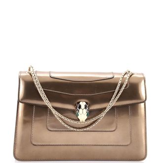 Bulgari Serpenti Forever Shoulder Bag Metallic Leather Medium