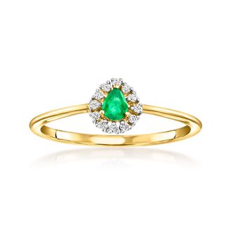 Canaria Canaria Emerald Ring With Diamonds in 10kt Yellow Gold