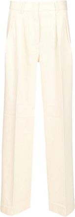 Forte_Forte Tailored Broeken - Dames - Wijde Broeken - Wit - M - Katoen - Broeken