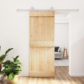 vidaXL Puerta Corredera Con Herrajes Madera Maciza De Pino 80x210 Cm Vidaxl