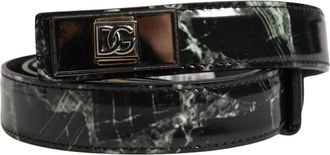 Dolce & Gabbana DG Logo Buckle Leather Belt - Heren - Riemen - Zwart - ONE Size - Leer - Accessoires