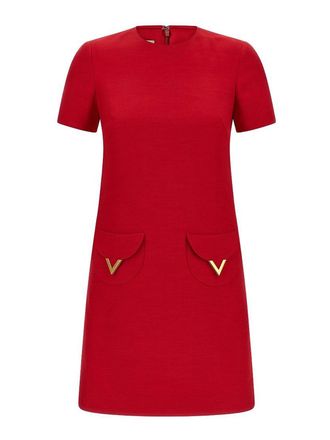 Valentino Garavani Vlogo Signature Wool And Silk Dress