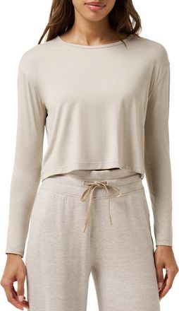 Travis Mathew Celestia Long Sleeve Performance T-Shirt in Heather Savannah Tan at Nordstrom, Size X-Large