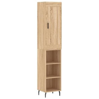 Berkfield Home Highboard Sonoma Oak 34.5x34x180 cm Engineered Wood in Light Tan