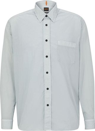 HUGO BOSS Mens Collared Neck Point Collar Long Sleeve Shirt in Pastel Grey - Light Grey - Size 2XL