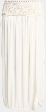 Isabel Marant Nilma Guipure Lace Crinkle Silk Midi Balloon Skirt