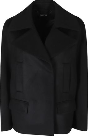 Federica Tosi Black Short Caban Wool-Cashmere Coat