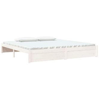 vidaXL Bed Frame without Mattress White Solid Wood 200x200 cm Vidaxl
