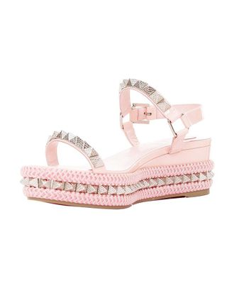 Christian Louboutin Womens Leather Pyraclou 60 Poupee Spikes Platform Wedge (Authentic Pre-Loved)