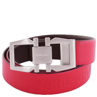 Ferragamo Gancini Buckle Debossed Logo Leather Belt, Size 115 cm