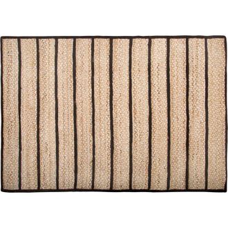 Beliani Beliani - Alfombra De Algod&oacute;n Y Yute A Rayas Negro Y Beige 140 X 200 Cm Estilo R&uacute;stico Boho Karadona