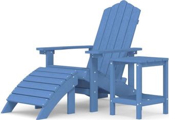 vidaXL Garden Adirondack Chair with Footstool & Table HDPE Aqua Blue vidaXL