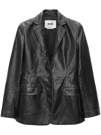 Msgm single-breasted leather blazer - Black
