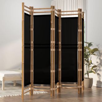 vidaXL Biombo Plegable De 5 Paneles Bamb&uacute; Y Lona 200 Cm Vidaxl