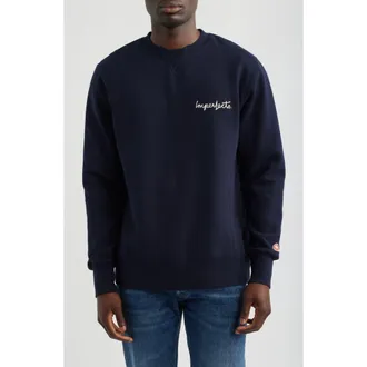 Imperfects Signature Crew Midway Fleece Sweatshirt in Dark Navy at Nordstrom, Size Xx-Large