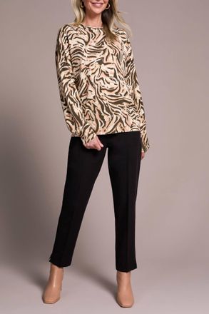 Tribal Printed Long-Sleeve Funnel Neck Sweater In Pinksalt-3271