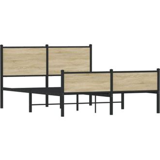 vidaXL Estructura De Cama Sin Colch&oacute;n Metal Roble Sonoma 137x190 Cm Vidaxl