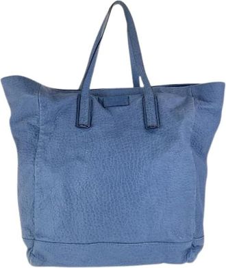 Gucci Pre-owned Leren Tote Bag - Dames - Vintage Shopper - Blauw - ONE Size - Leer - Vintage