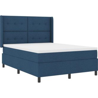 vidaXL Box Spring Bed with Mattress Blue 140 x 200 cm Fabric vidaXL