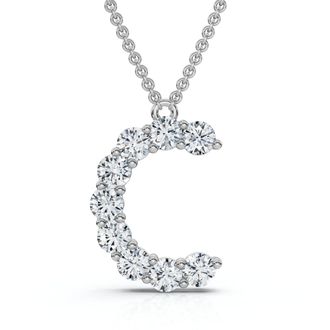 Pompeii3 1Ct Diamond Initial C Pendant 14k Gold 18 Necklace Lab Grown 5/8 Tall