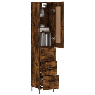 Berkfield Home Highboard Smoked Oak 34.5x34x180 cm Engineered Wood in Brown