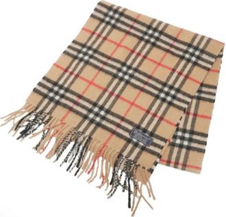 Burberry 1980-2000s plaid fringed muffler scarf - Beige