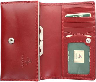 Visconti Monza Collection Maria Vegetable Tanned Ladies Leather Clip Purse RFID Blocking MZ12 Red