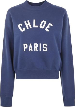 Chlo&eacute; Hoodies & sweatvesten, Dames, Blauw, S, Stijlvolle Ronde Hals Sweatshirt