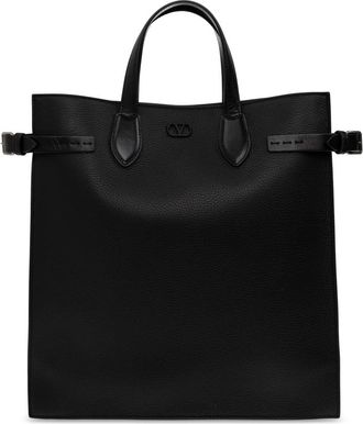 Valentino Garavani Leren Tas Met Logo - Heren - Shoppers - Zwart - ONE Size - Leer - Tassen