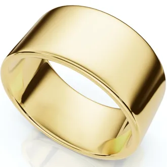 Pompeii3 10mm Flat High Polished Wedding Band 14K Yellow Gold Size Selectable