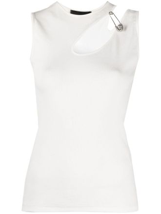 Philipp Plein Top con spilla - Bianco