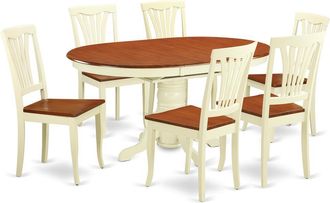 East West Furniture 7 PC Dining set-Oval Dining Table with Leaf and Dining Chairs