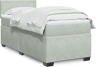 vidaXL Vidaxl - Cama Box Spring Con Colch&oacute;n Terciopelo Gris Claro 90x190 Cm