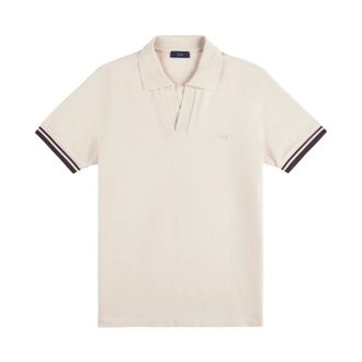 Fay Polo Shirts, male, Beige, Size: 2XL Piqu&eacute; Polo V-Neck