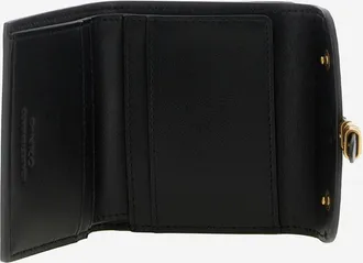 Pinko Womens Leather Wallet With Pinko Logo Black & Purses