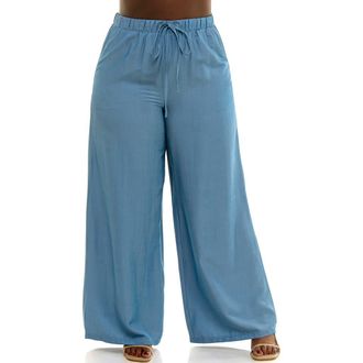 Nina Leonard Full Wide Leg Pants in Mid Blue at Nordstrom Rack, Size 1X