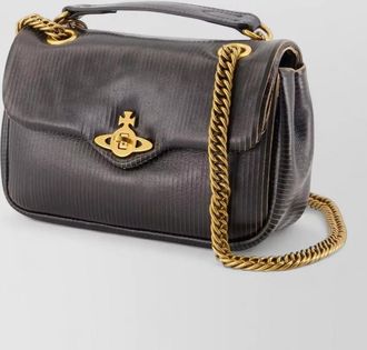 Vivienne Westwood small calfskin leather ribbed shoulder bag