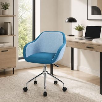 Dmora Silla De Oficina Dgorgon, Sill&oacute;n De Oficina, Asiento De Oficina Ergon&oacute;mico, 56x58h77/84 Cm, Azul - Dmora