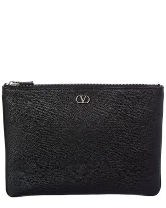 Valentino Vlogo Signature Leather Pouch