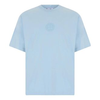 Stone Island T-Shirts, male, Blue, Size: XL Outline Compass T-Shirt