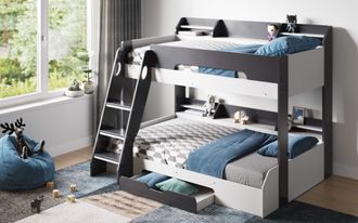 Flair Flick Triple Bunk Bed with Storage in Grey | Size: Single