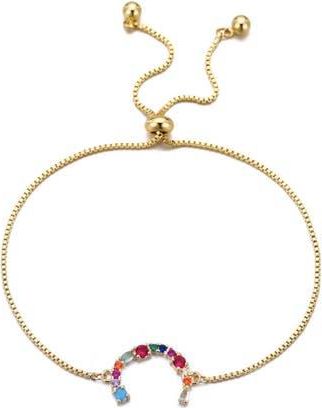 Adornia Mixed Crystal Initial Chain Bracelet in Gold-C at Nordstrom Rack